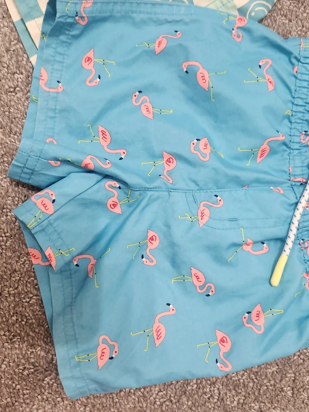 Kids Swim Shorts - Pink Shark Print, Blue Flamingo & Aqua Check Styles 12 Mth